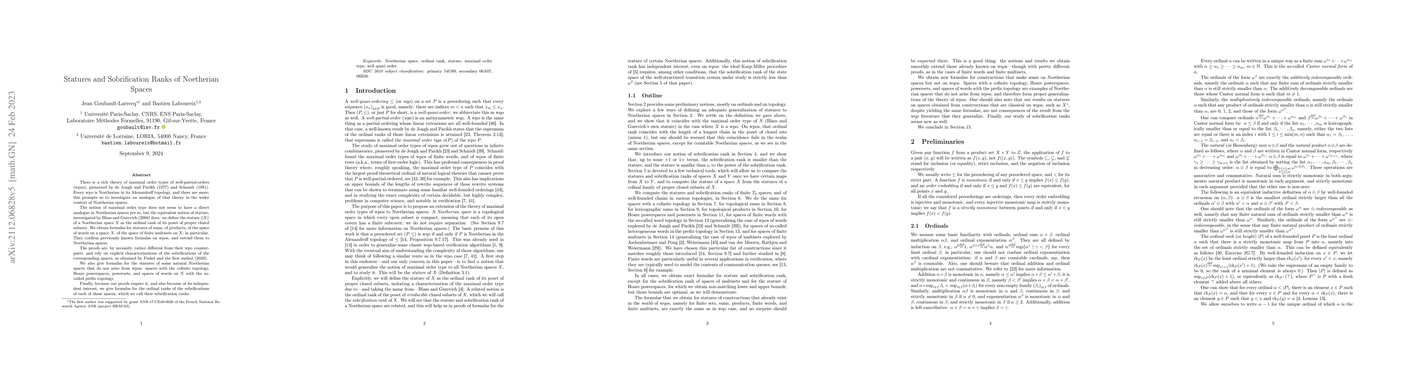 Thumbnail for Statures and Sobrification Ranks of Noetherian Spaces