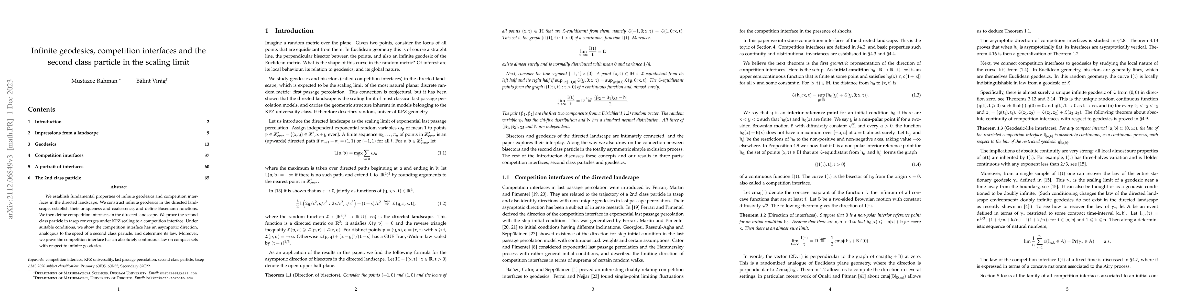 Thumbnail for Infinite geodesics, competition interfaces and the second class particle
  in the scaling limit