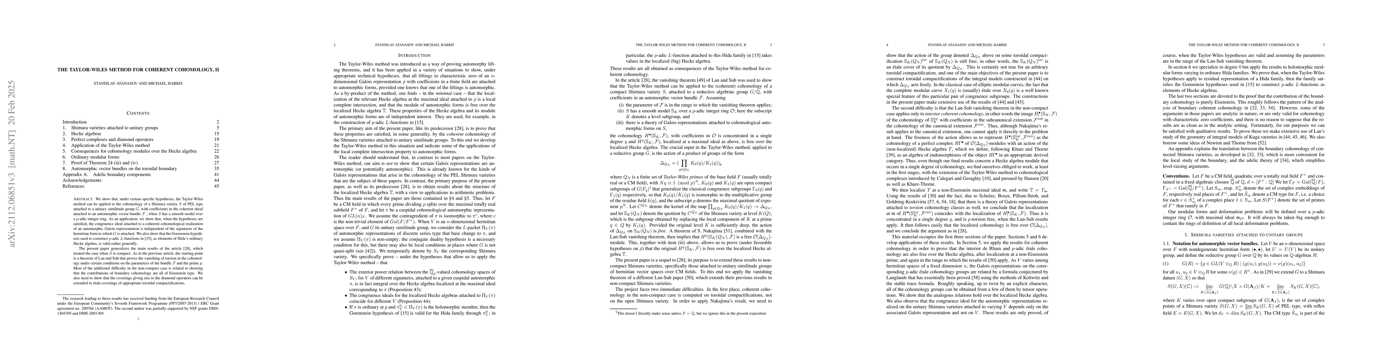 Thumbnail for The Taylor-Wiles method for coherent cohomology, II