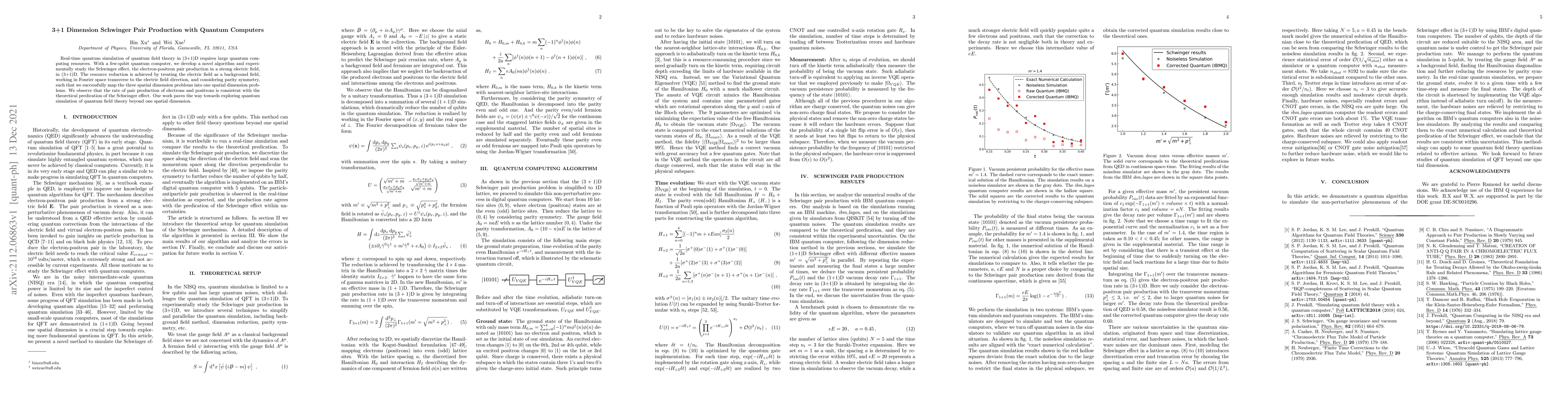 Thumbnail for 3+1 Dimension Schwinger Pair Production with Quantum Computers