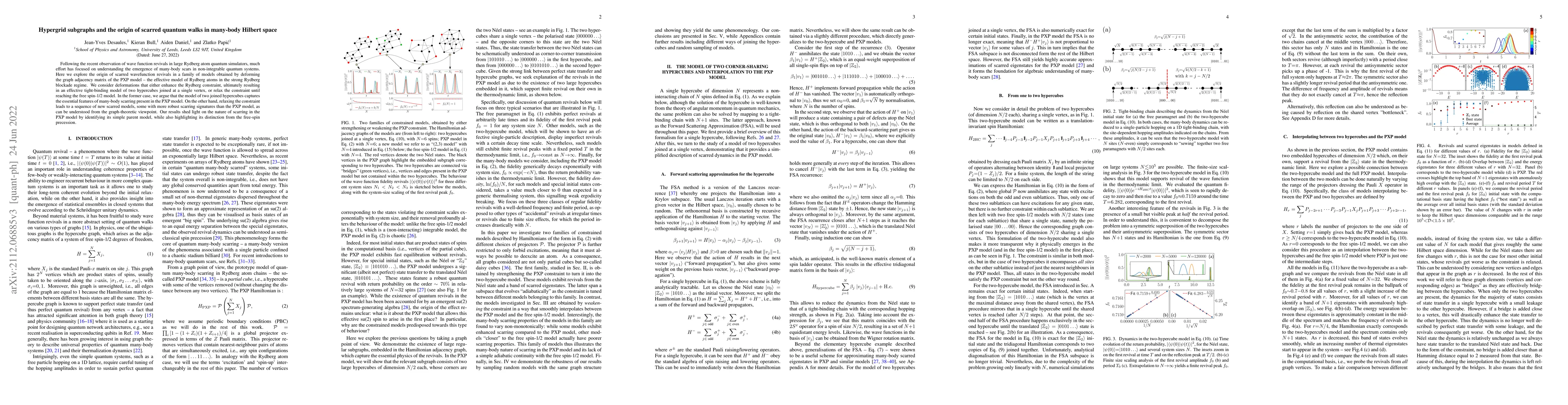Thumbnail for Hypergrid subgraphs and the origin of scarred quantum walks in the
  many-body Hilbert space