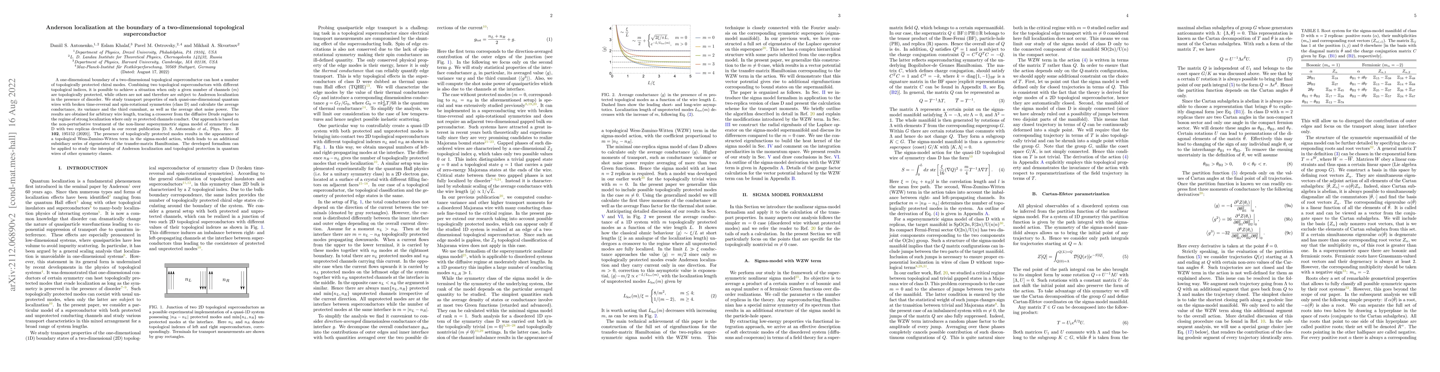 Thumbnail for Anderson localization at the boundary of a two-dimensional topological
  superconductor