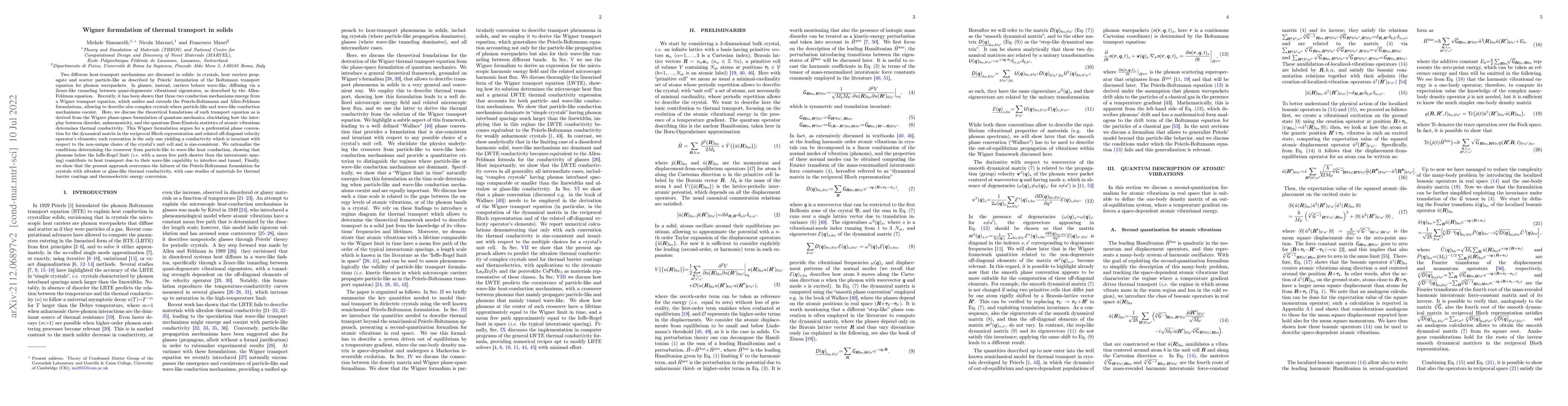 Thumbnail for Wigner formulation of thermal transport in solids