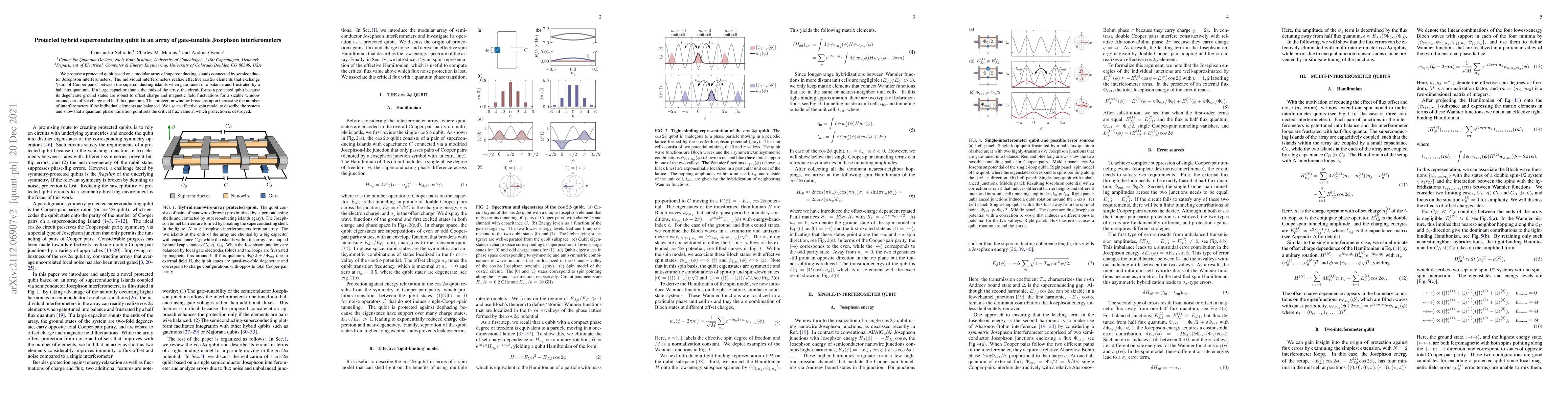 Thumbnail for Protected hybrid superconducting qubit in an array of gate-tunable
  Josephson interferometers