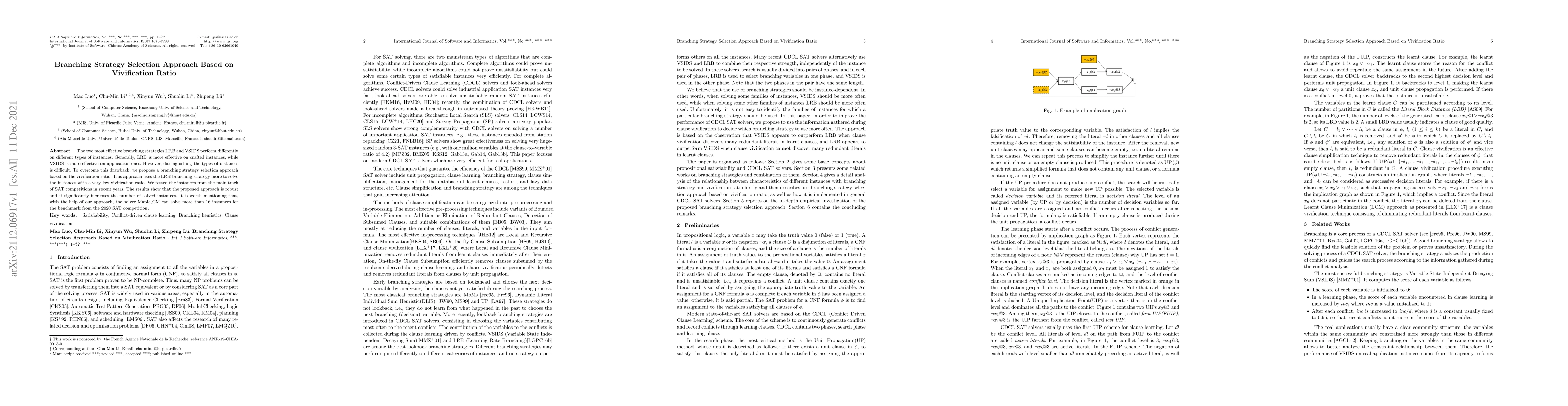 Thumbnail for Branching Strategy Selection Approach Based on Vivification Ratio
