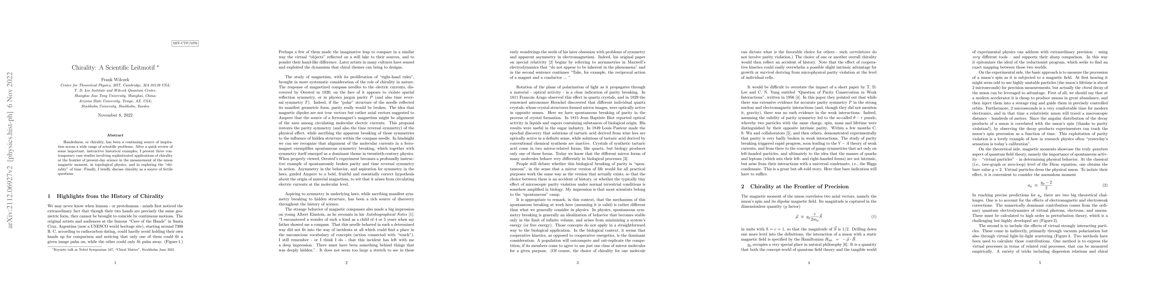 Thumbnail for Chirality: A Scientific Leitmotif