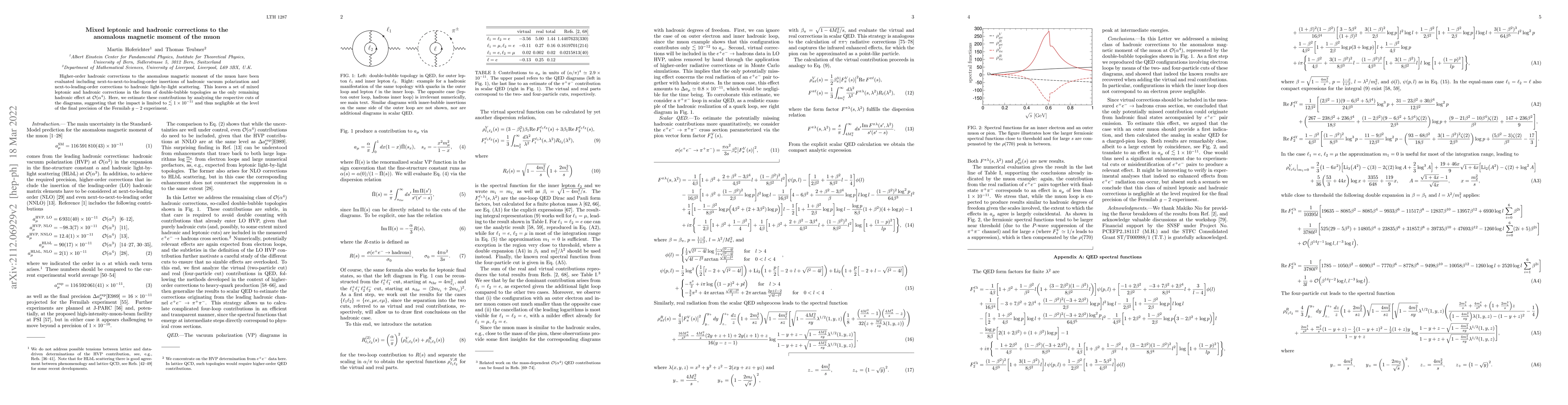 Thumbnail for Mixed leptonic and hadronic corrections to the anomalous magnetic moment
  of the muon