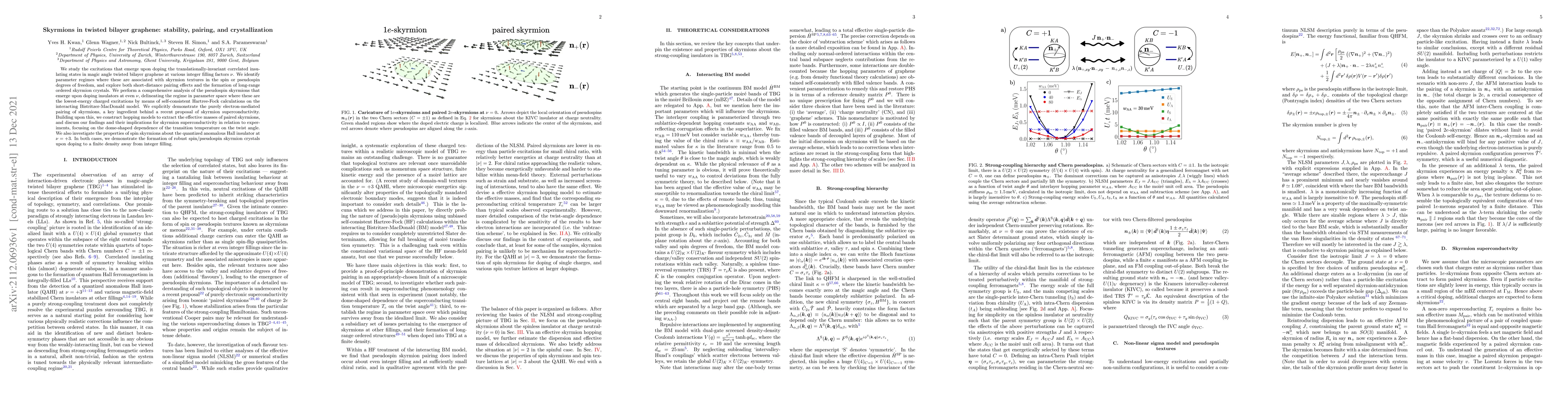 Thumbnail for Skyrmions in twisted bilayer graphene: stability, pairing, and
  crystallization