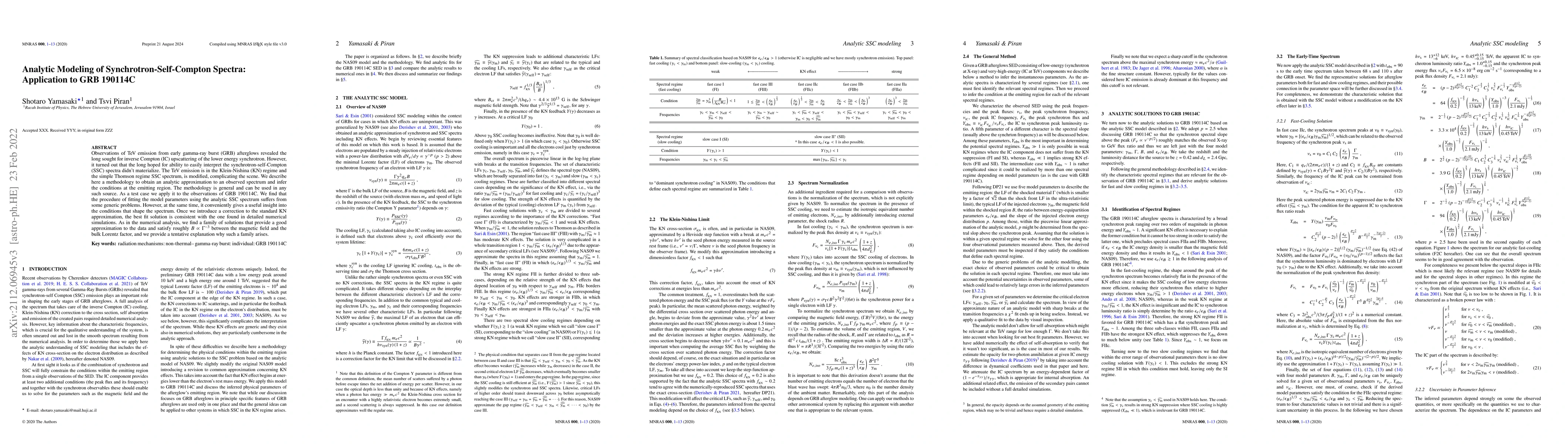 Thumbnail for Analytic Modeling of Synchrotron-Self-Compton Spectra: Application to
  GRB 190114C