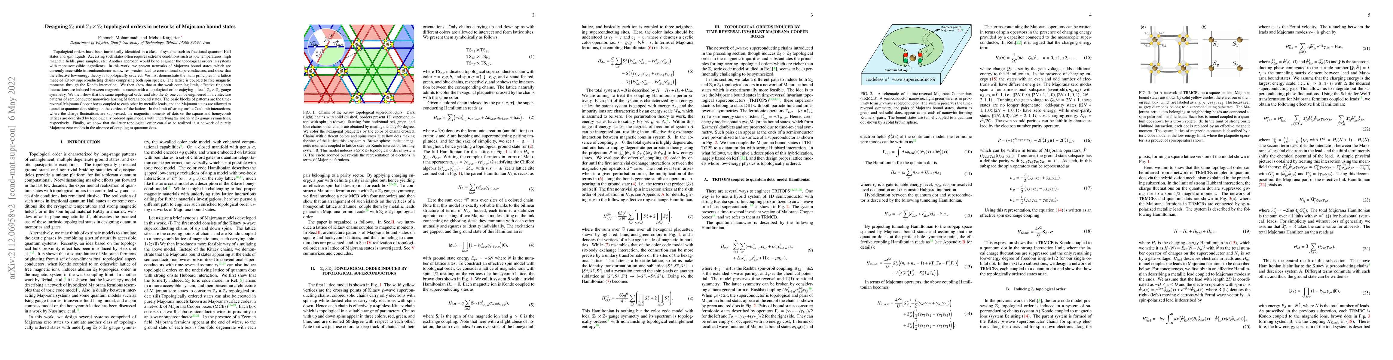 Thumbnail for Designing $\mathbb{Z}_2$ and $\mathbb{Z}_2 \times \mathbb{Z}_2$
  topological orders in networks of Majorana bound states