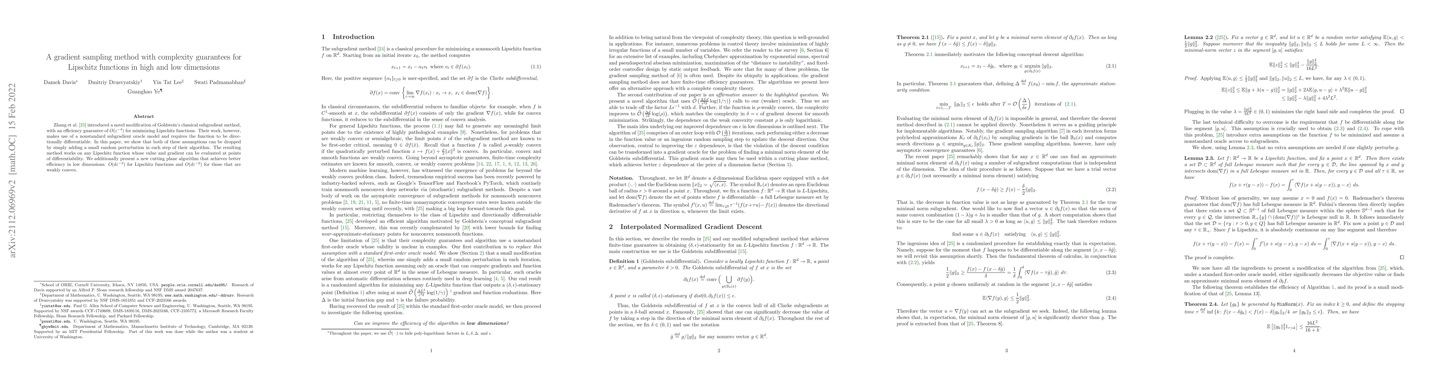 Thumbnail for A gradient sampling method with complexity guarantees for Lipschitz
  functions in high and low dimensions