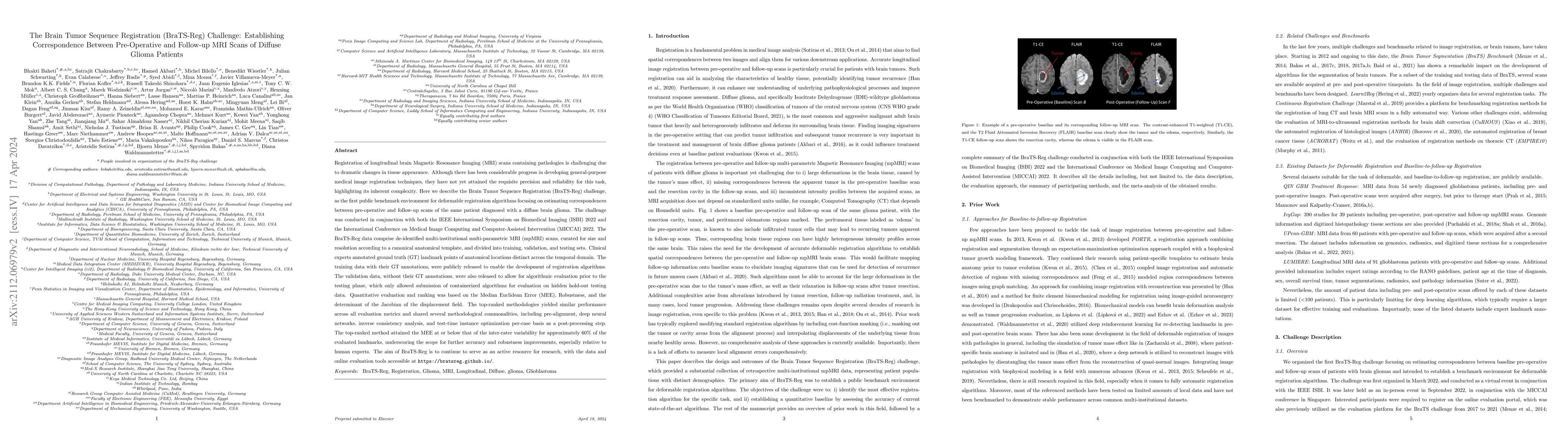Thumbnail for The Brain Tumor Sequence Registration (BraTS-Reg) Challenge:
  Establishing Correspondence Between Pre-Operative and Follow-up MRI Scans of
  Diffuse Glioma Patients