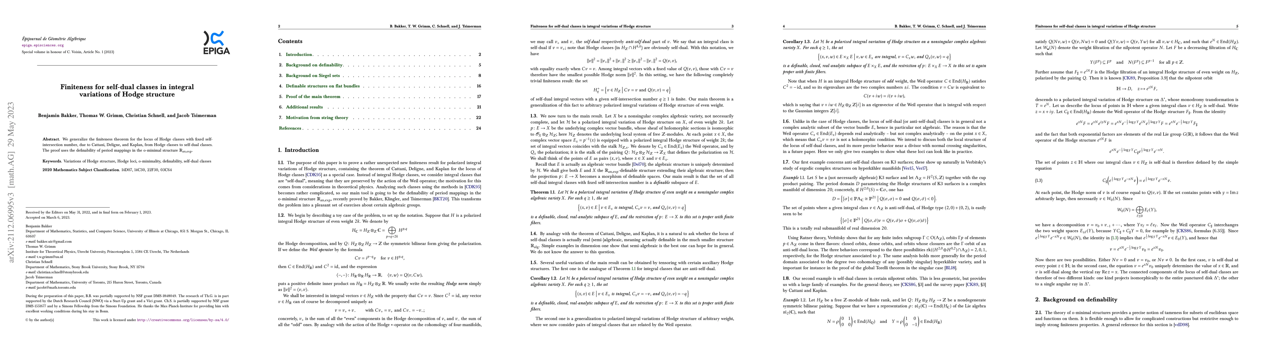 Thumbnail for Finiteness for self-dual classes in integral variations of Hodge
  structure