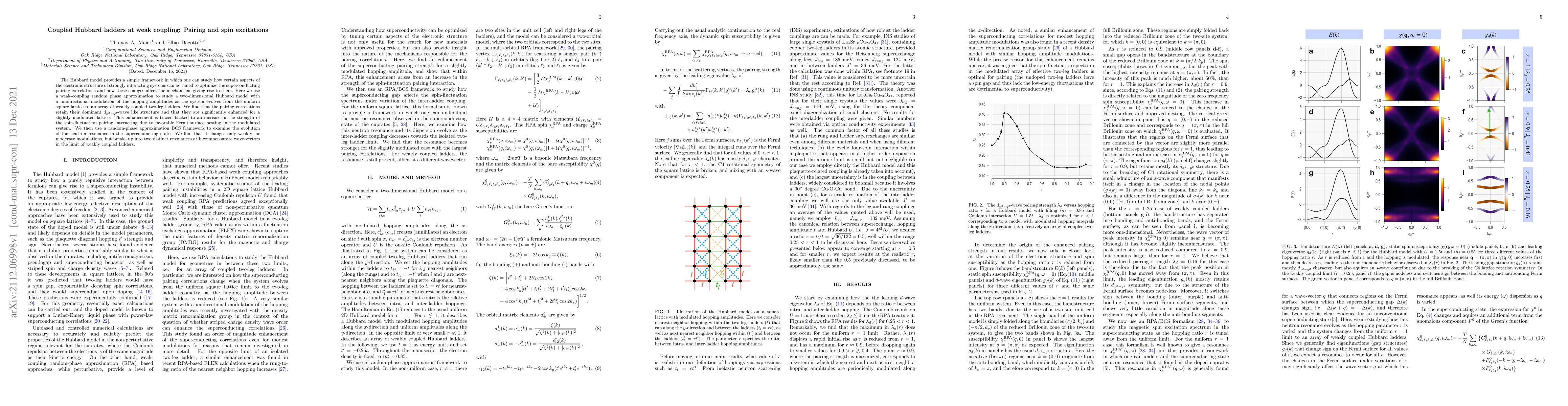 Thumbnail for Coupled Hubbard ladders at weak coupling: Pairing and spin excitations