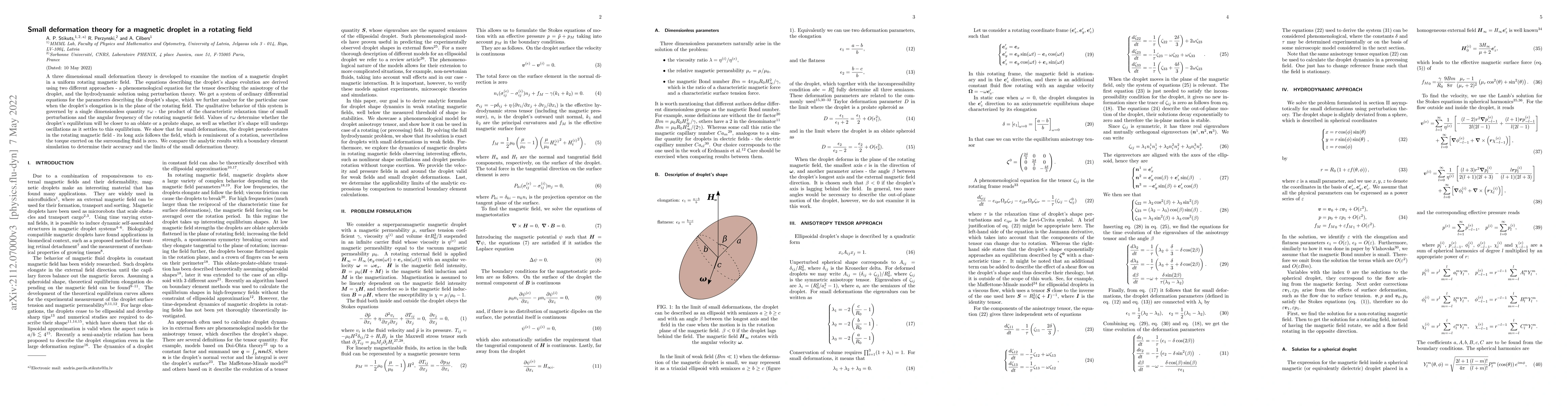 Thumbnail for Small deformation theory for a magnetic droplet in a rotating field