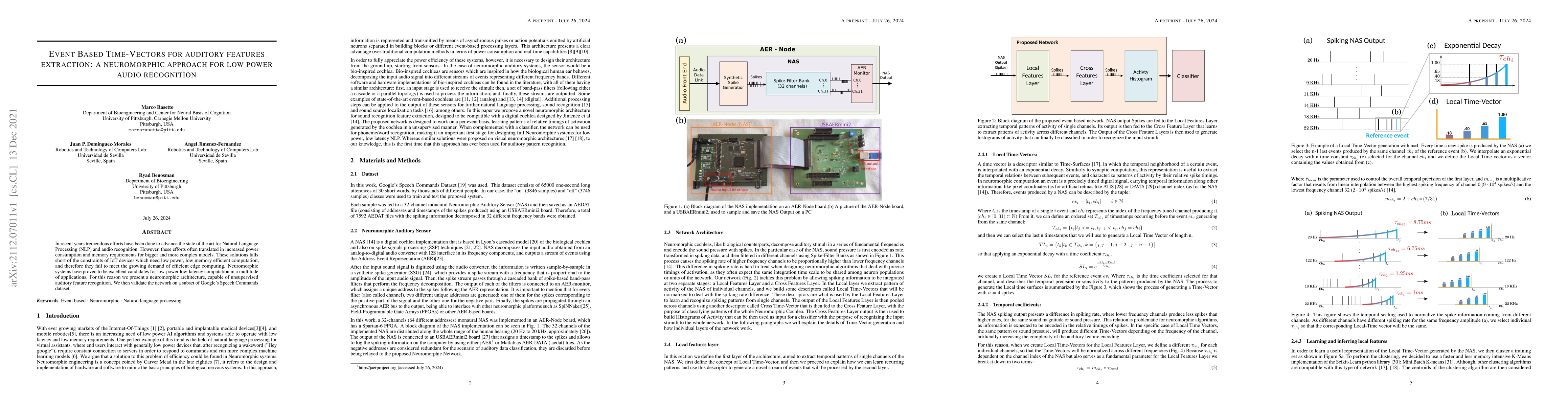 Thumbnail for Event Based Time-Vectors for auditory features extraction: a
  neuromorphic approach for low power audio recognition