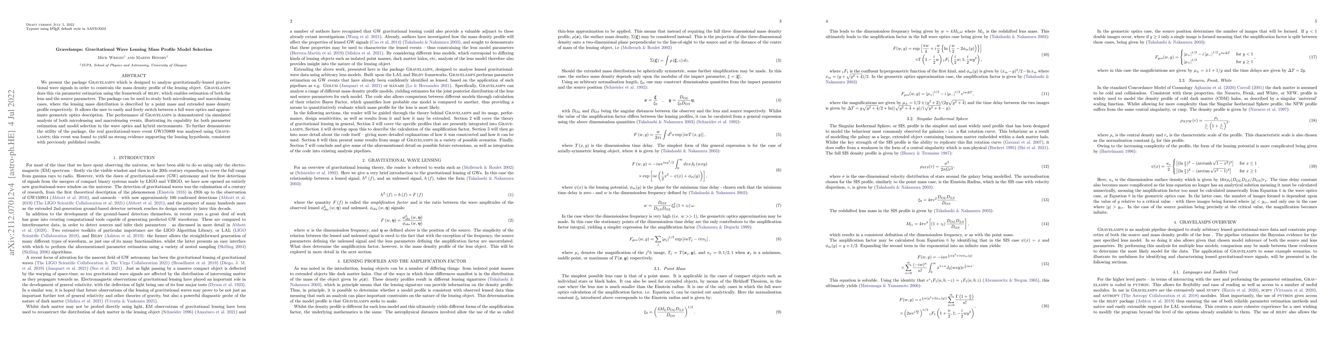 Thumbnail for Gravelamps: Gravitational Wave Lensing Mass Profile Model Selection