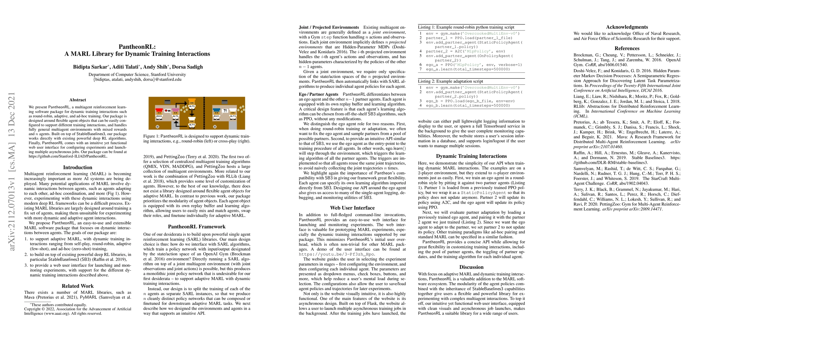 Thumbnail for PantheonRL: A MARL Library for Dynamic Training Interactions