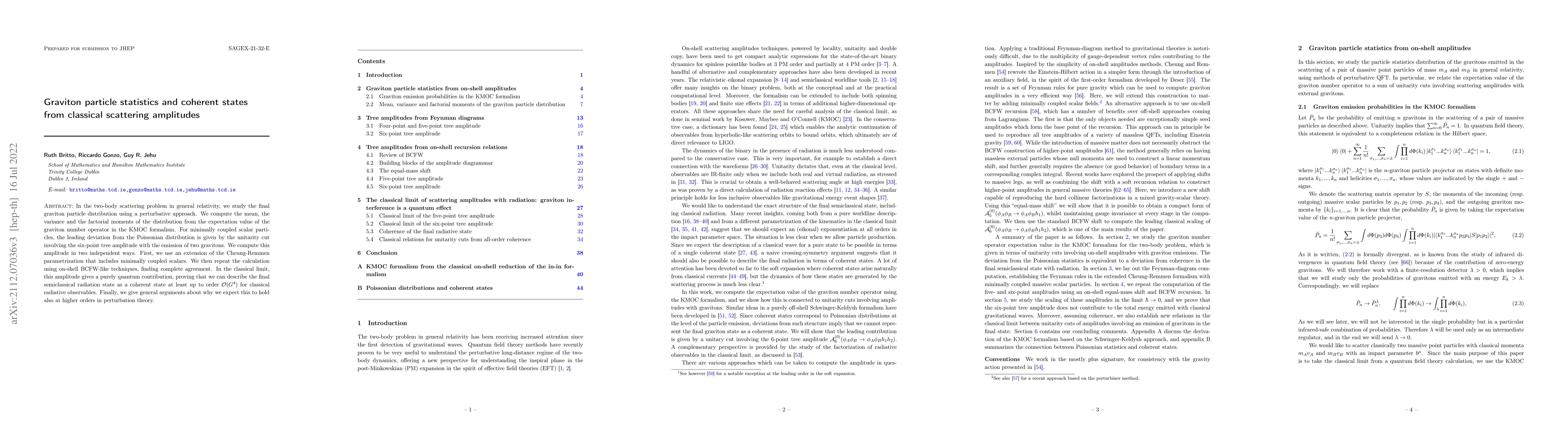 Thumbnail for Graviton particle statistics and coherent states from classical
  scattering amplitudes