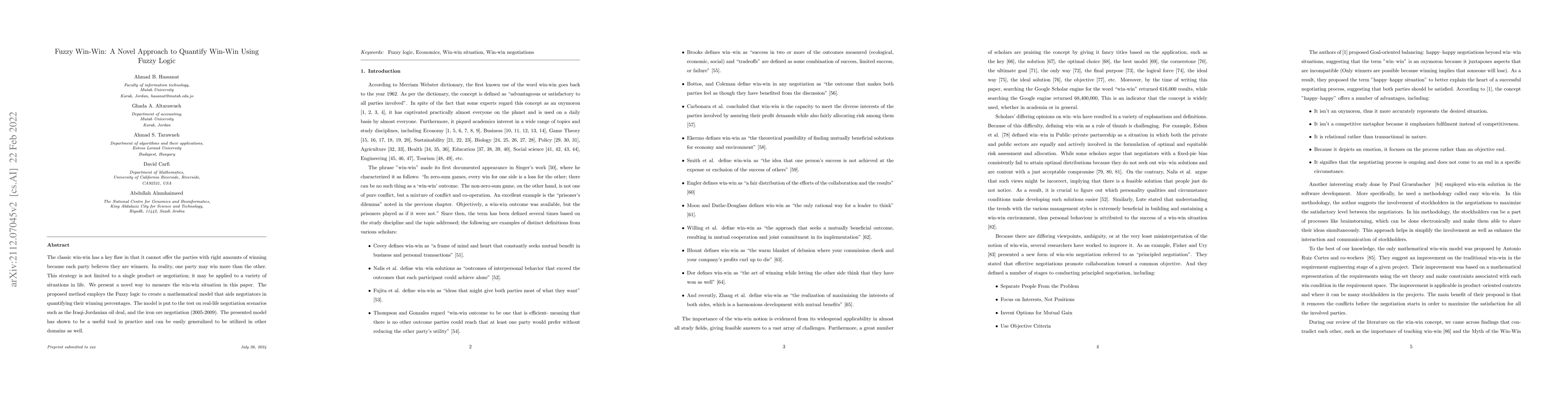 Thumbnail for Fuzzy Win-Win: A Novel Approach to Quantify Win-Win Using Fuzzy Logic