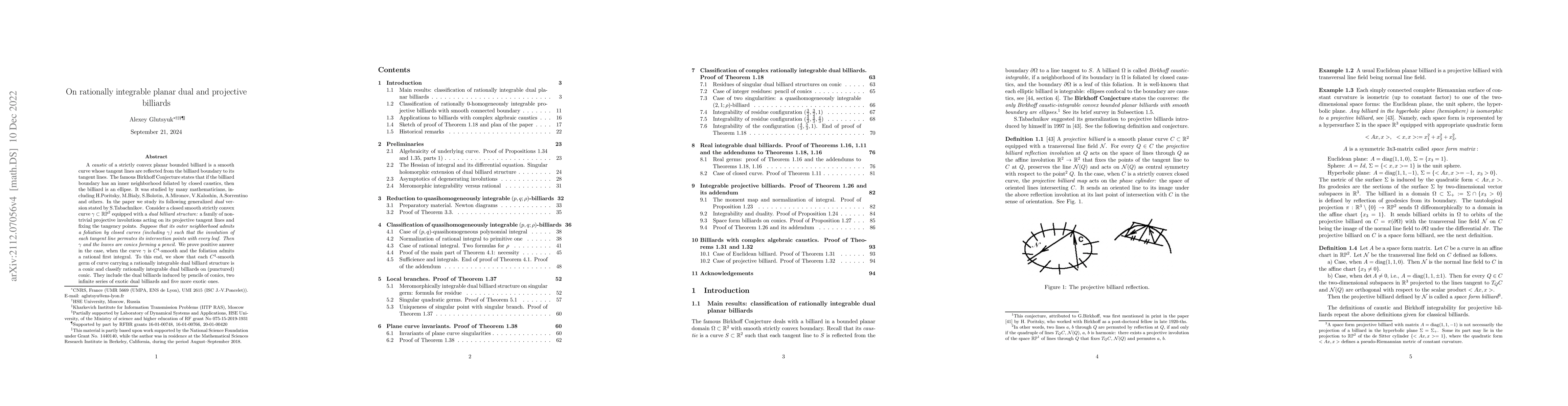 Thumbnail for On rationally integrable planar dual and projective billiards