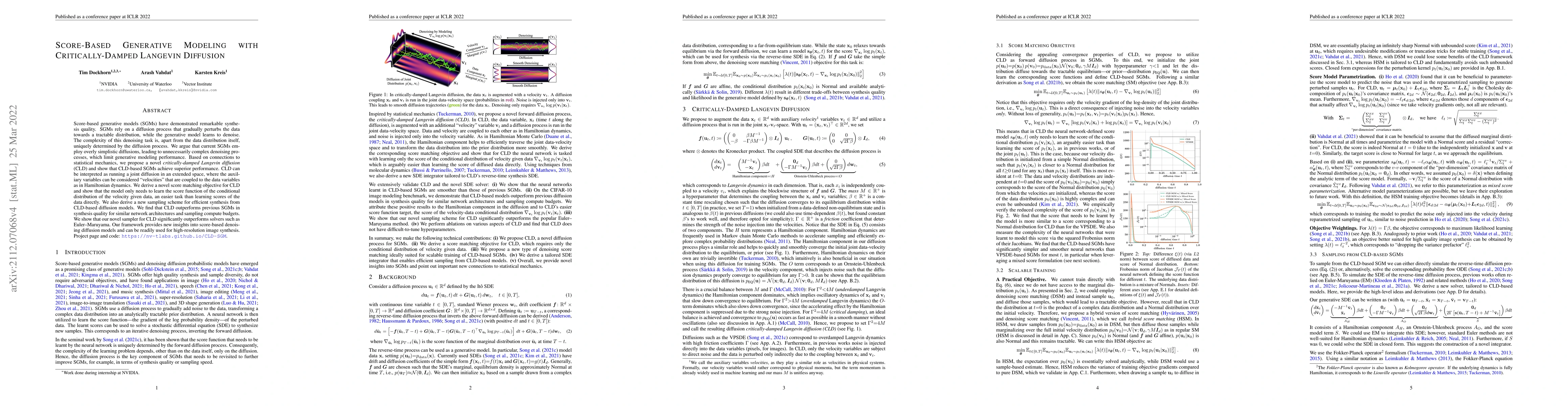 Thumbnail for Score-Based Generative Modeling with Critically-Damped Langevin
  Diffusion