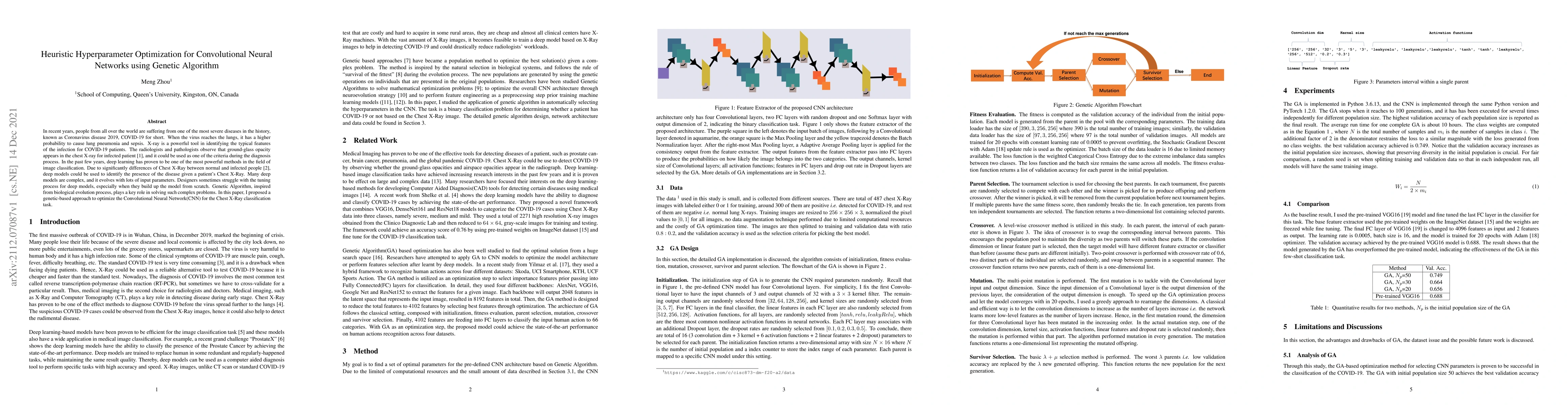 Thumbnail for Heuristic Hyperparameter Optimization for Convolutional Neural Networks
  using Genetic Algorithm
