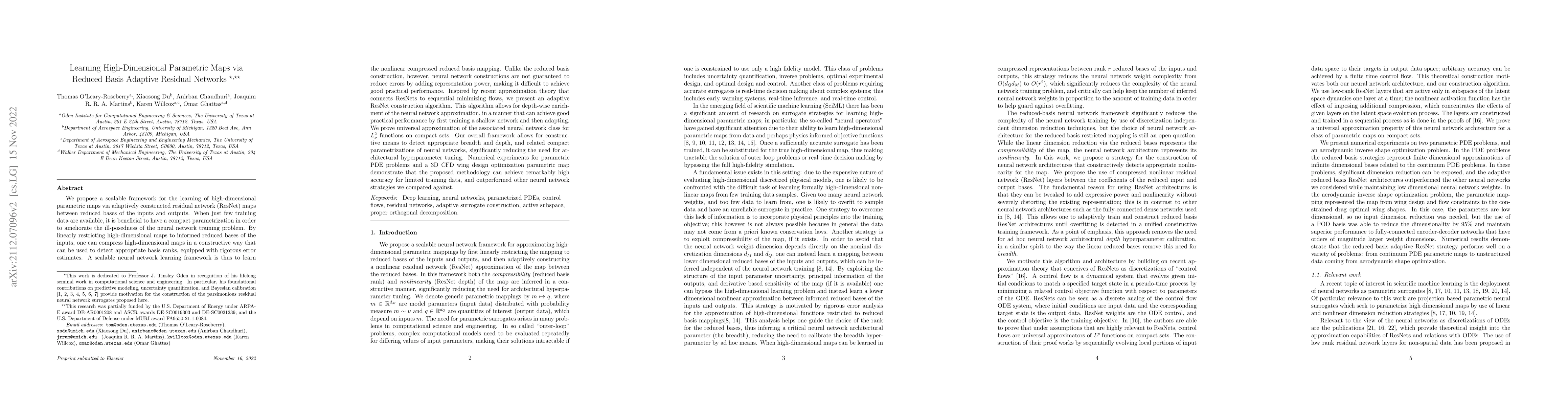 Thumbnail for Learning High-Dimensional Parametric Maps via Reduced Basis Adaptive
  Residual Networks
