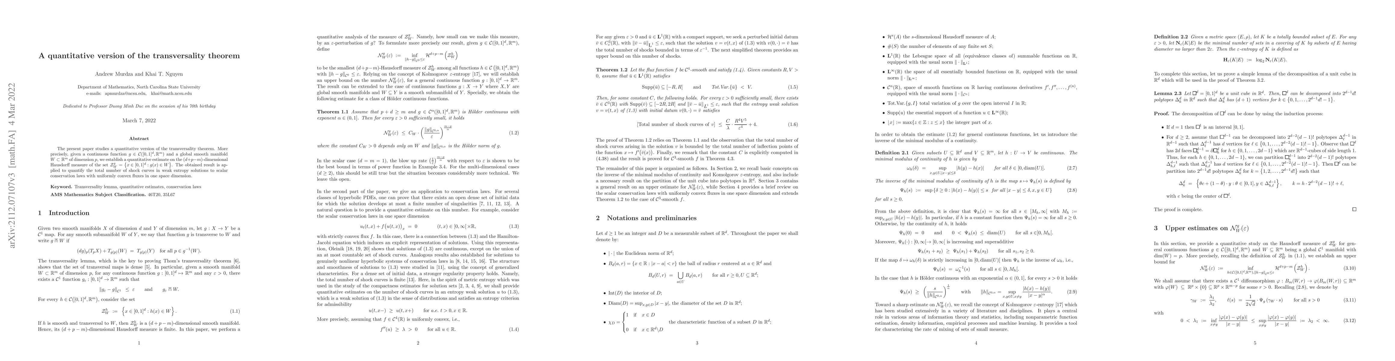 Thumbnail for A quantitative version of the transversality theorem