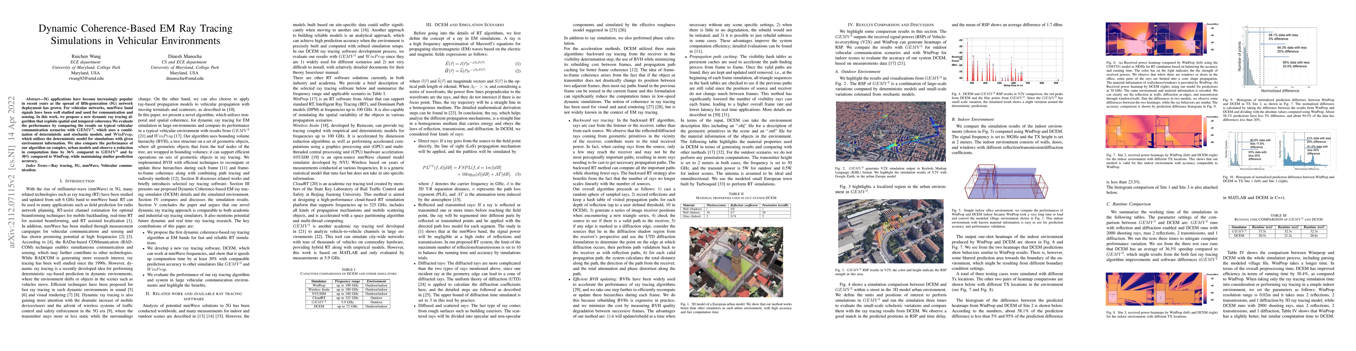 Thumbnail for Dynamic Coherence-Based EM Ray Tracing Simulations in Vehicular
  Environments