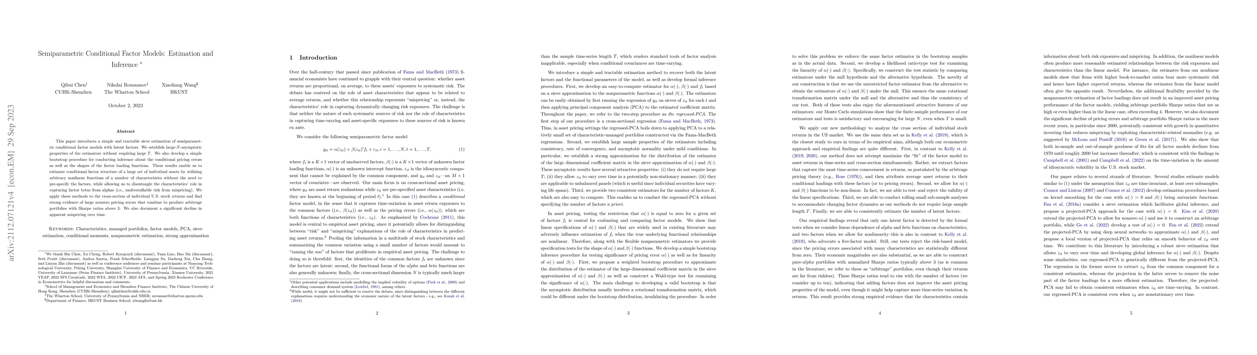 Thumbnail for Semiparametric Conditional Factor Models: Estimation and Inference