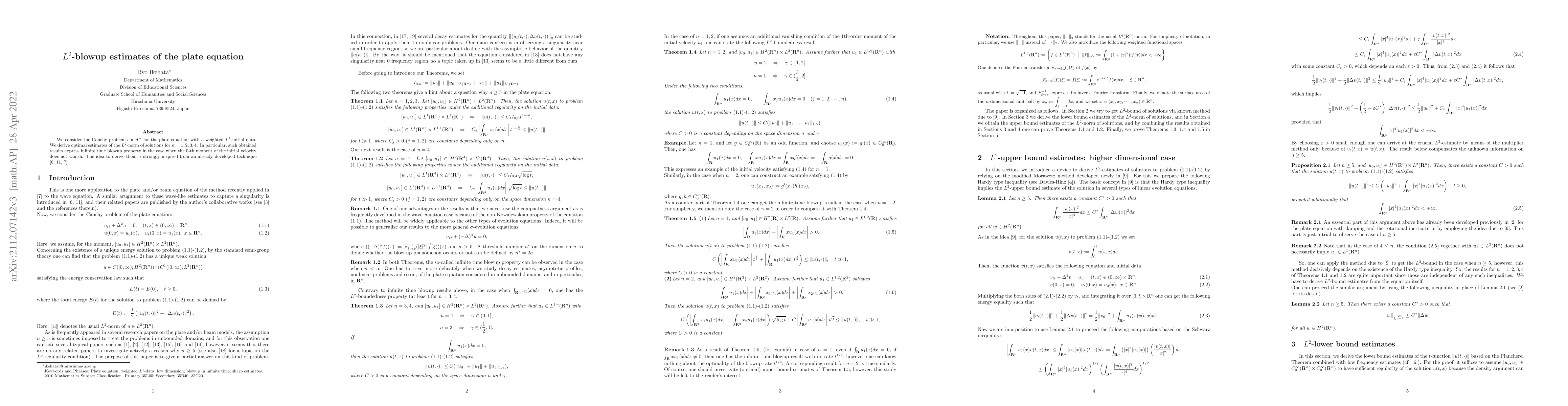 Thumbnail for L^{2}-blowup estimates of the plate equation