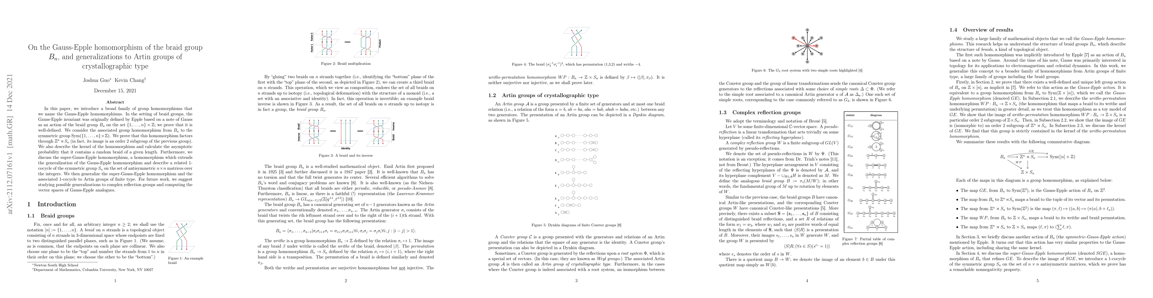 Thumbnail for On the Gauss-Epple homomorphism of the braid group $B_n$, and
  generalizations to Artin groups of crystallographic type