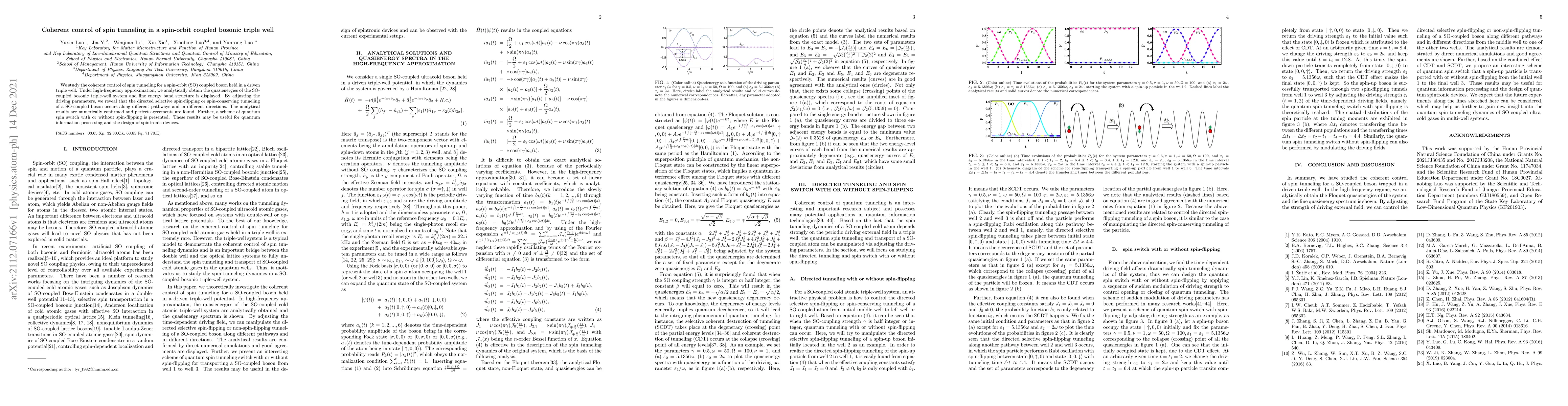 Thumbnail for Coherent control of spin tunneling in a spin-orbit coupled bosonic
  triple well