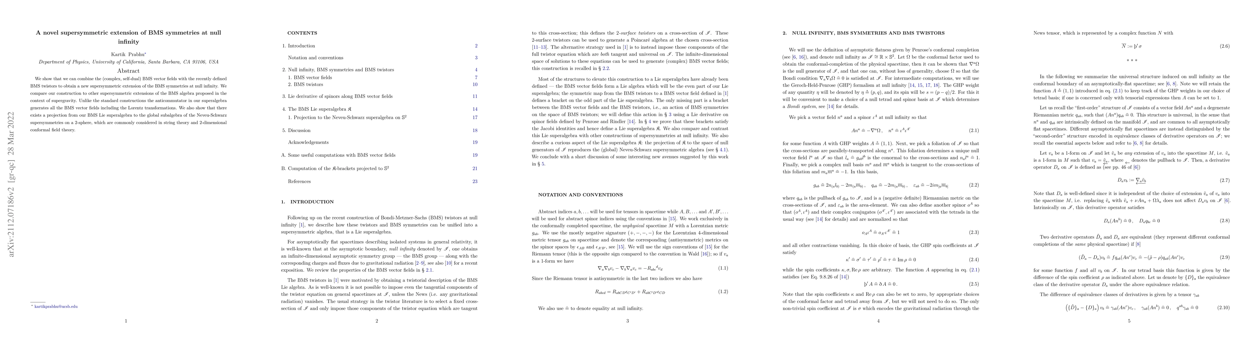 Thumbnail for A novel supersymmetric extension of BMS symmetries at null infinity