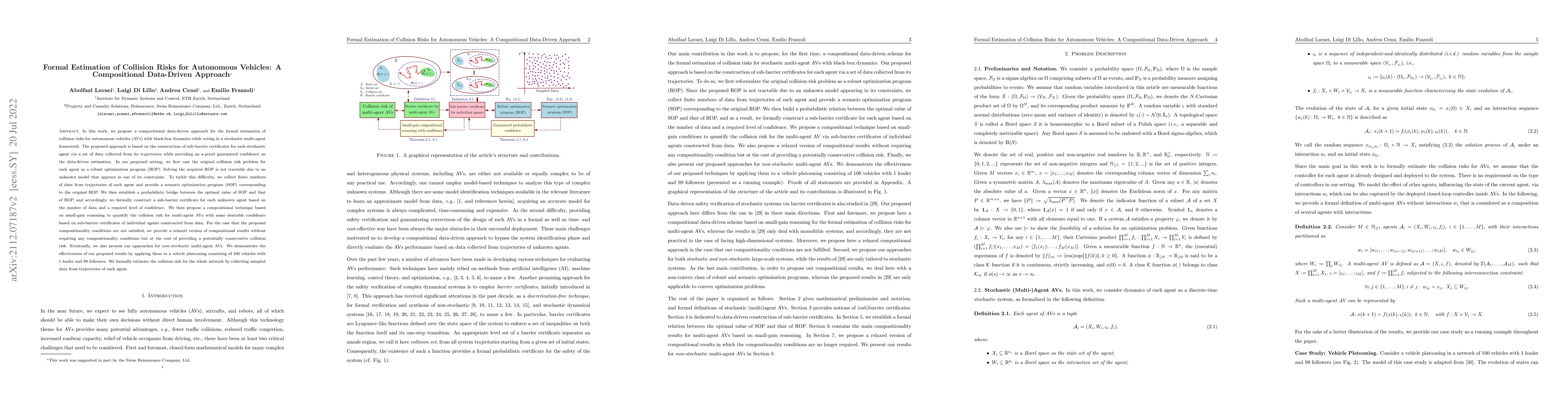 Thumbnail for Formal Estimation of Collision Risks for Autonomous Vehicles: A
  Compositional Data-Driven Approach