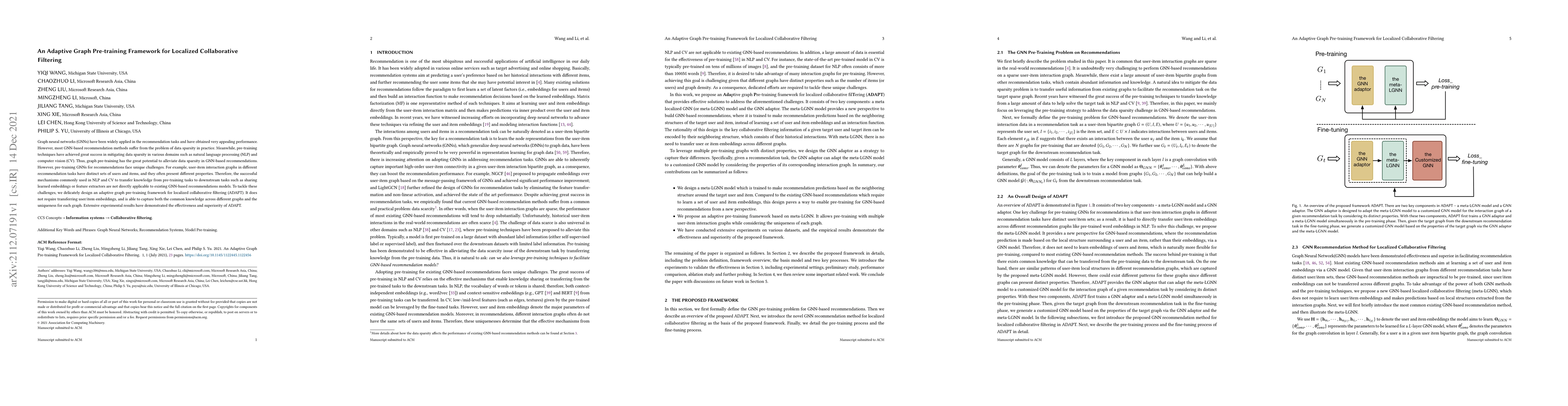 Thumbnail for An Adaptive Graph Pre-training Framework for Localized Collaborative
  Filtering