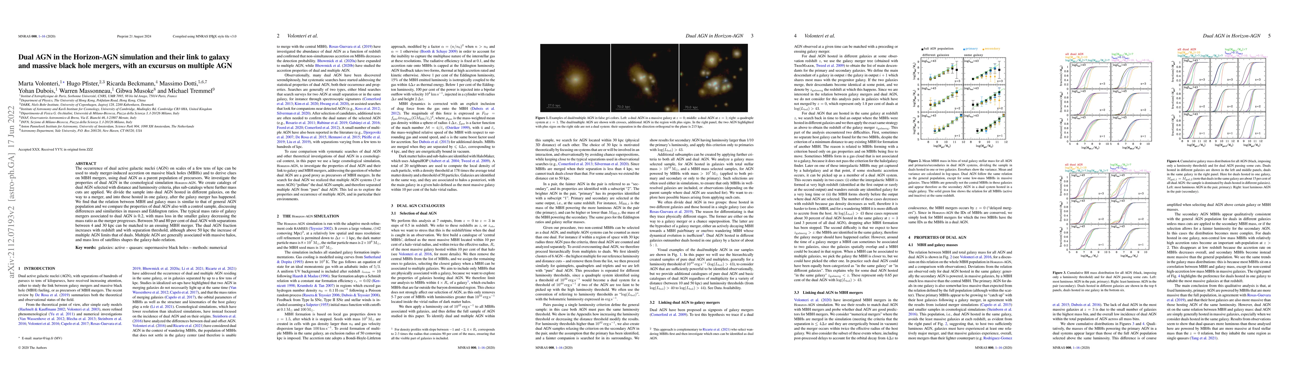 Thumbnail for Dual AGN in the Horizon-AGN simulation and their link to galaxy and
  massive black hole mergers, with an excursus on multiple AGN