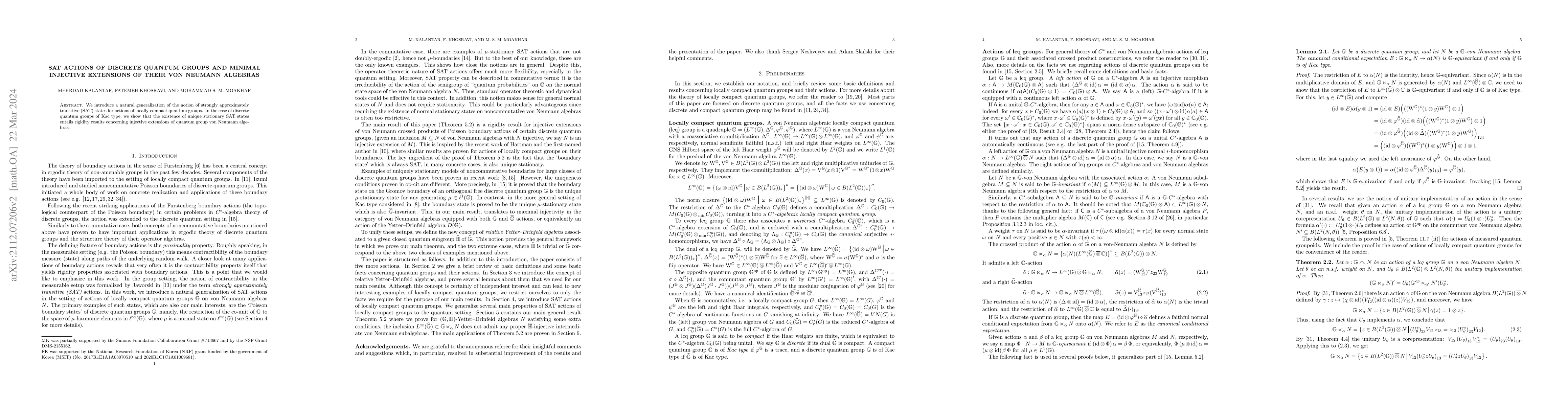 Thumbnail for SAT actions of discrete quantum groups and minimal injective extensions
  of their von Neumann algebras