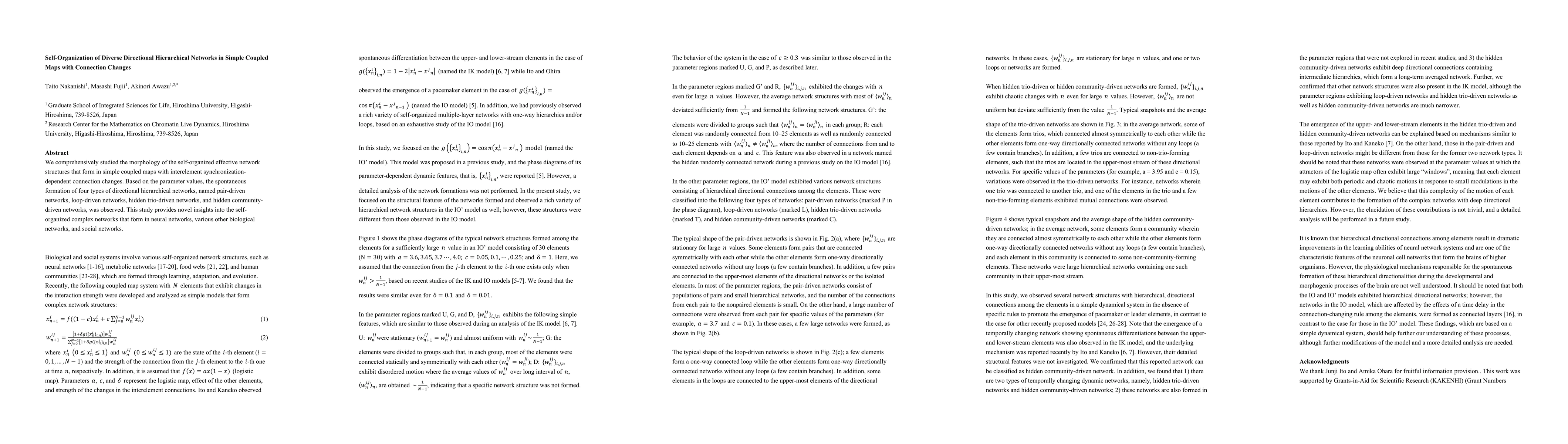 Thumbnail for Self-Organization of Diverse Directional Hierarchical Networks in Simple
  Coupled Maps with Connection Changes