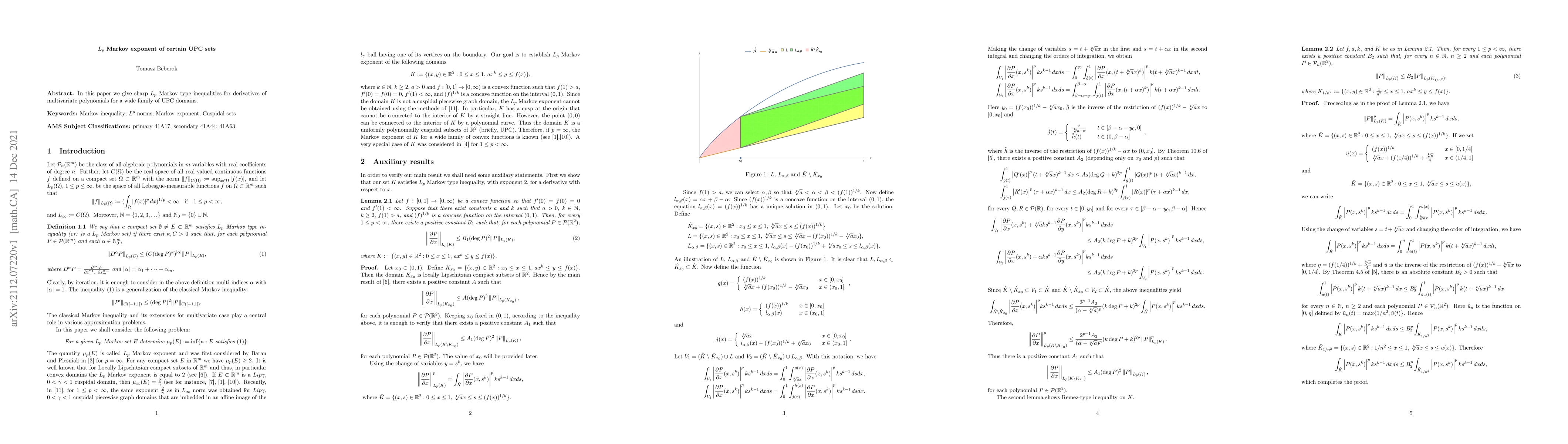 Thumbnail for $L_p$ Markov exponent of certain UPC sets
