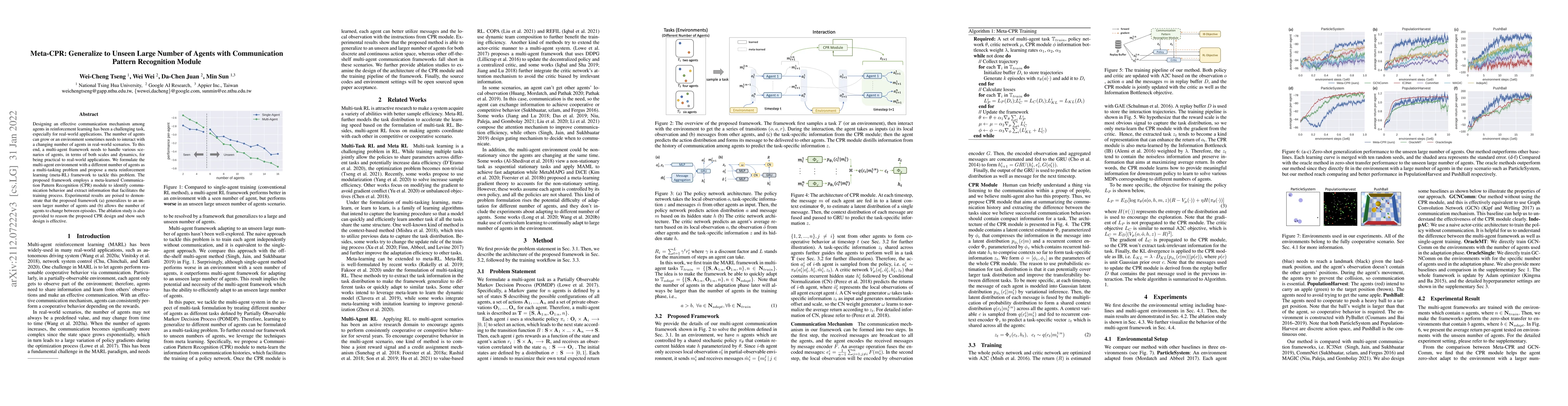 Thumbnail for Meta-CPR: Generalize to Unseen Large Number of Agents with Communication
  Pattern Recognition Module