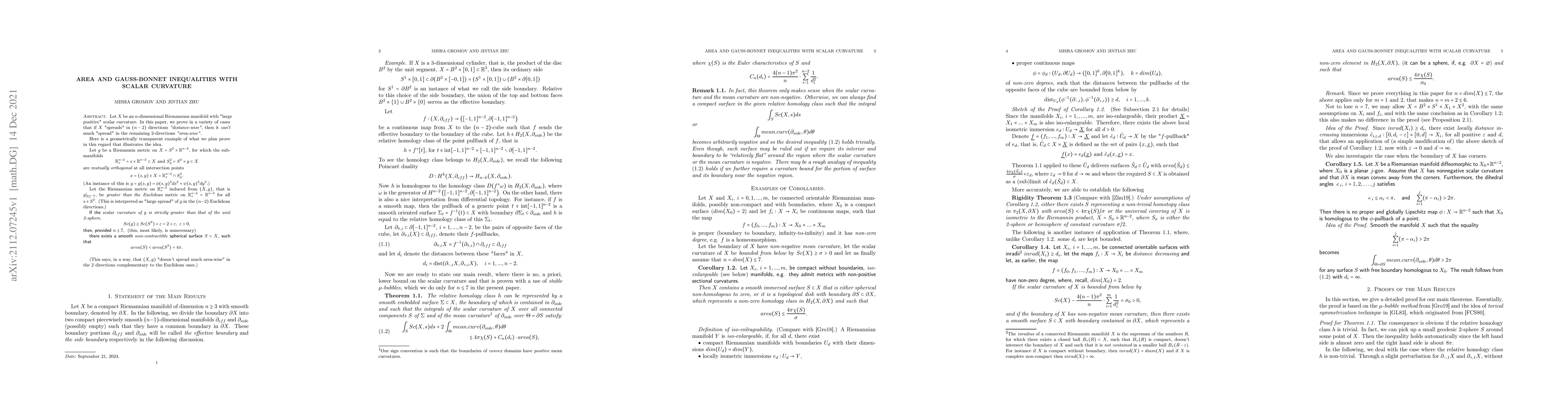 Thumbnail for Area and Gauss-Bonnet inequalities with scalar curvature