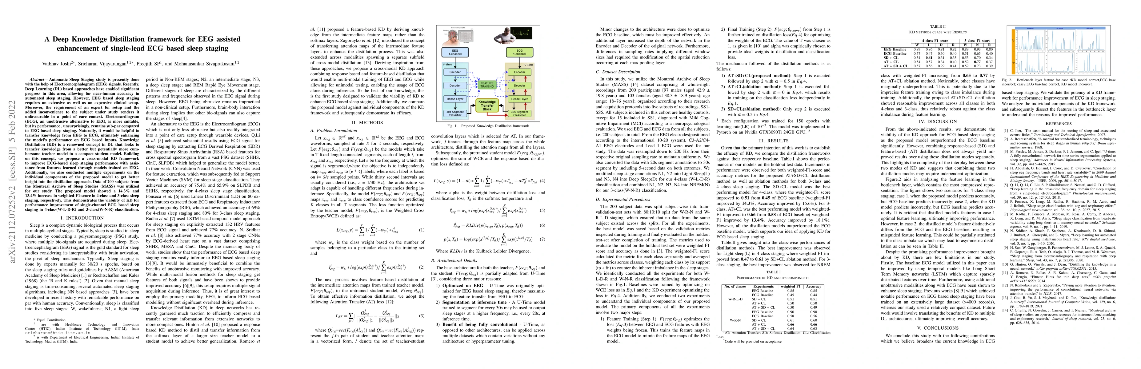 Thumbnail for A Deep Knowledge Distillation framework for EEG assisted enhancement of
  single-lead ECG based sleep staging