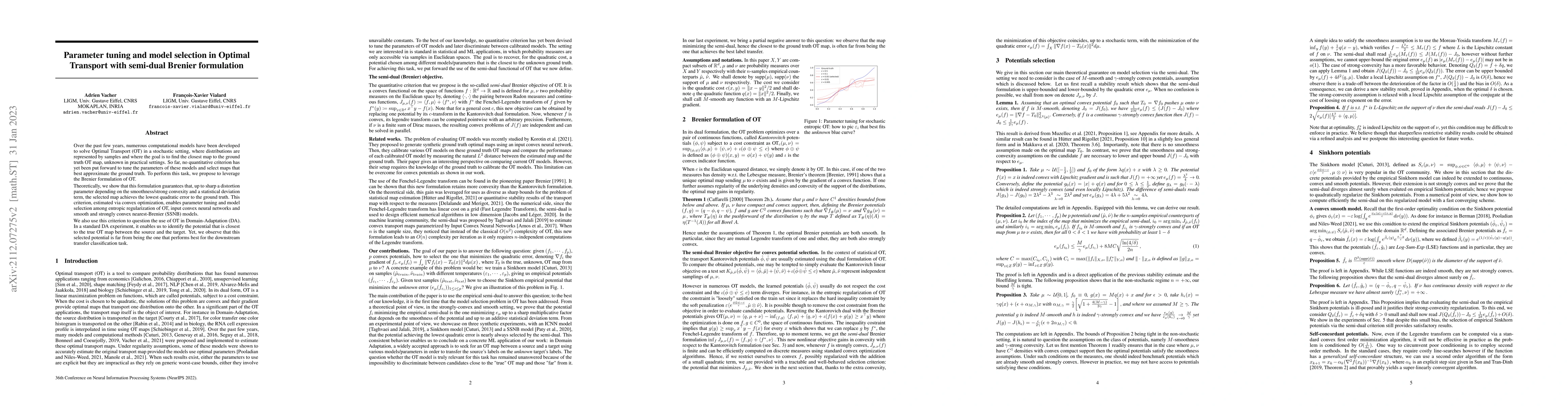 Thumbnail for Parameter tuning and model selection in optimal transport with semi-dual
  Brenier formulation