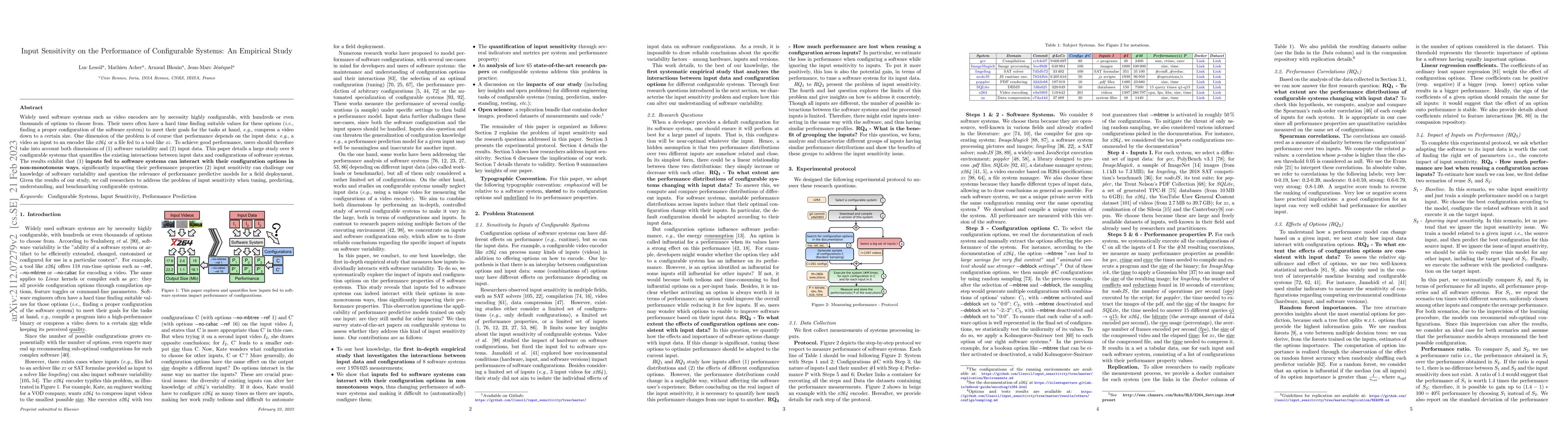 Thumbnail for The Interaction between Inputs and Configurations fed to Software
  Systems: an Empirical Study