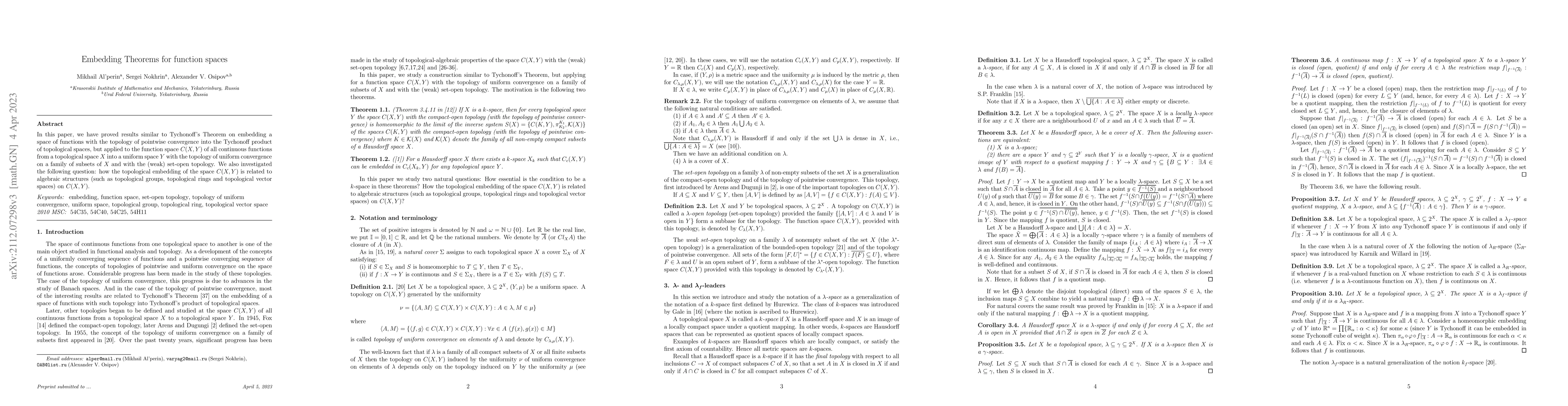 Thumbnail for Embedding Theorems for function spaces