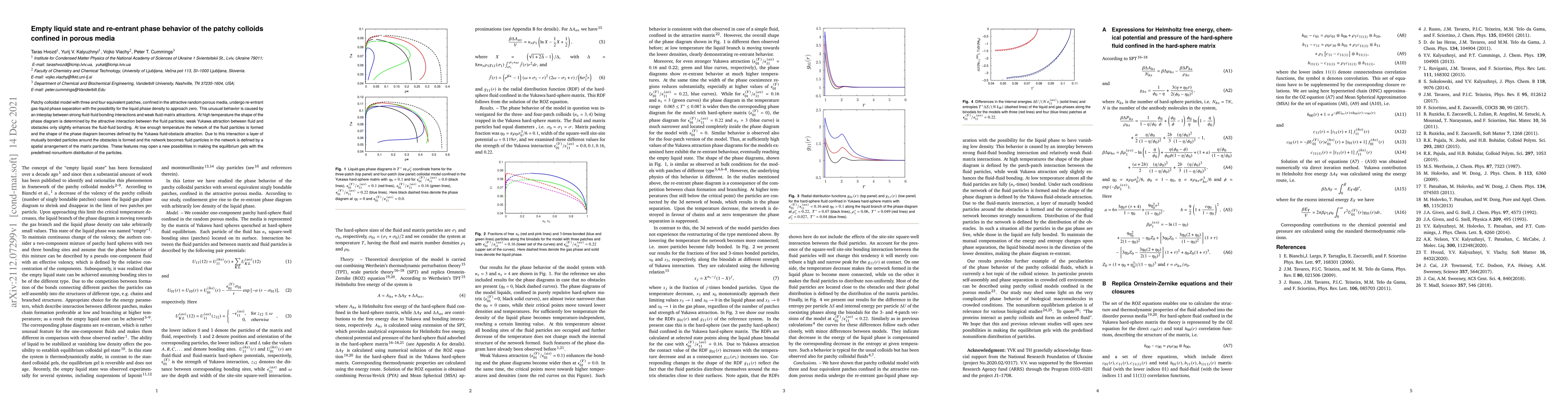 Thumbnail for Empty liquid state and re-entrant phase behavior of the patchy colloids
  confined in the porous media