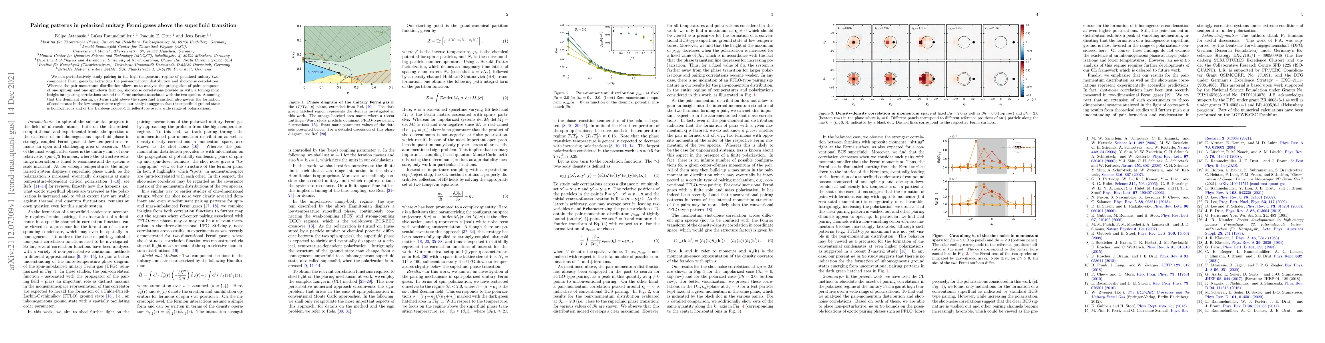 Thumbnail for Pairing patterns in polarized unitary Fermi gases above the superfluid
  transition