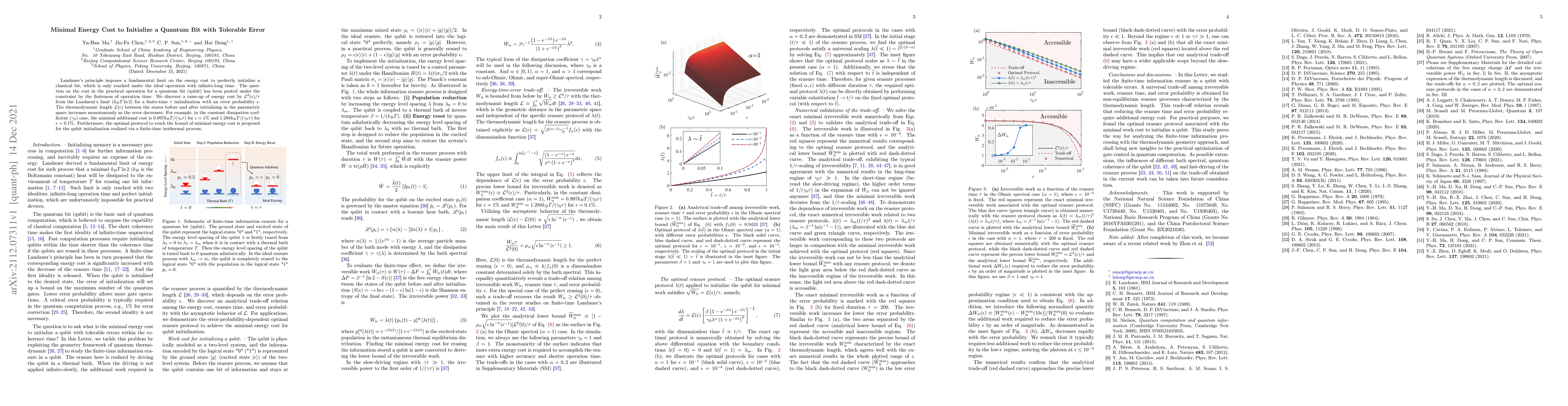 Thumbnail for Minimal Energy Cost to Initialize a Quantum Bit with Tolerable Error